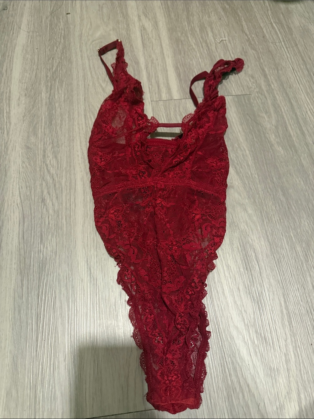 ASOS Lace Plunge Teddy Bodysuit - Burgundy